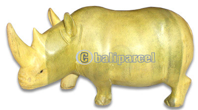 Wooden Rhinoceros, Hand Carved From Waru Wood