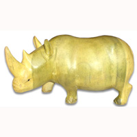 Wooden Rhinoceros, Hand Carved From Waru Wood