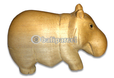 Wooden Rhinoceros, Hand Carved From Waru Wood