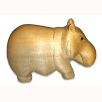Wooden Rhinoceros, Hand Carved From Waru Wood