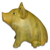 Wooden Pig Carving, Hand Carved From Waru Wood