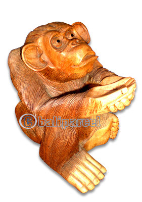 Wooden Monkey, Hand Carved From Suar Wood