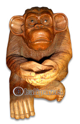 Wooden Monkey, Hand Carved From Suar Wood