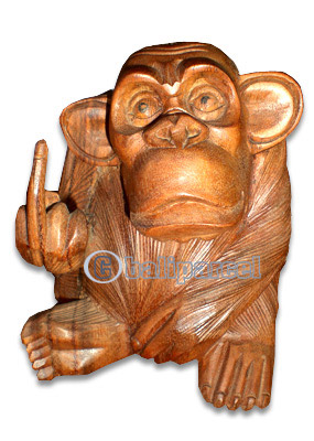 Wooden Monkey, Hand Carved From Suar Wood