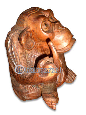 Wooden Monkey, Hand Carved From Suar Wood