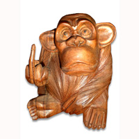 Wooden Monkey, Hand Carved From Suar Wood