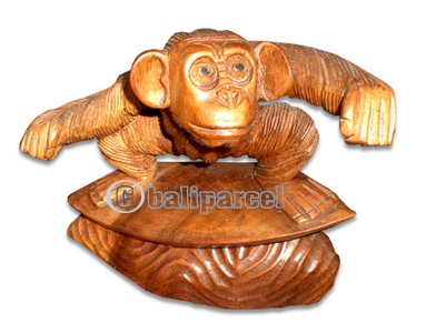 Wooden Monkey, Hand Carved From Suar Wood