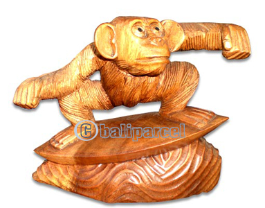 Wooden Monkey, Hand Carved From Suar Wood