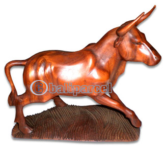 Wooden Cow Carving, Hand Carved From Suar Wood