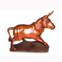 Wooden Cow Carving, Hand Carved From Suar Wood