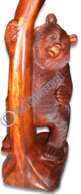 Wooden Two Bears, Hand Carved From Suar Wood