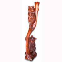 Wooden Two Bears, Hand Carved From Suar Wood