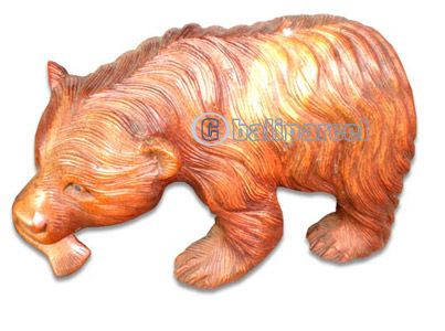 Wooden Bear, Hand Carved From Suar Wood