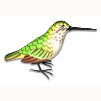 Bird With Painted, Hand Carved From Albesia Wood.