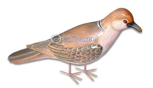 Bird With Painted, Hand Carved From Albesia Wood.