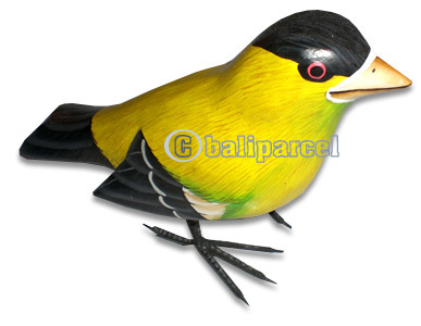 Bird With Painted, Hand Carved From Albesia Wood.