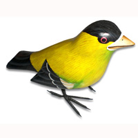 Bird With Painted, Hand Carved From Albesia Wood.