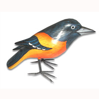 Bird With Painted, Hand Carved From Albesia Wood.