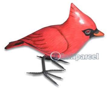 Bird With Painted, Hand Carved From Albesia Wood.