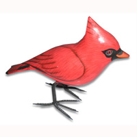 Bird With Painted, Hand Carved From Albesia Wood.