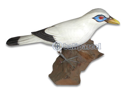 Bird With Painted, Hand Carved From Albesia Wood.