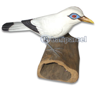 Bird With Painted, Hand Carved From Albesia Wood.