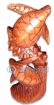 Wooden Turtles Carving, Hand Carved From Hibiscus Wood