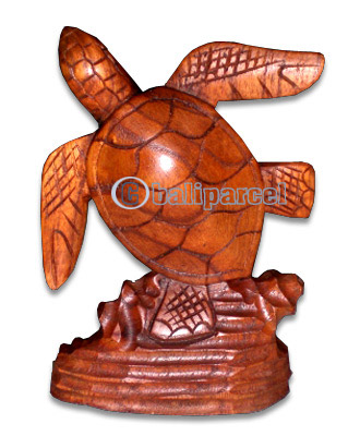 Wooden Turtle Carving, Hand Carved From Hibiscus Wood  