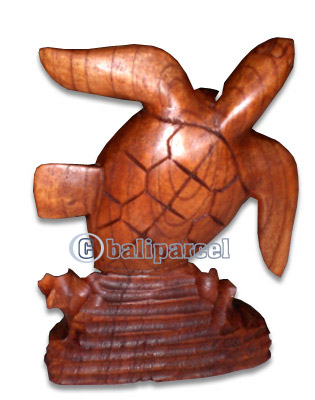 Wooden Turtle Carving, Hand Carved From Hibiscus Wood  