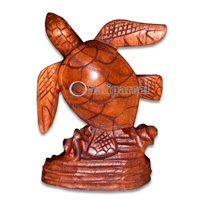 Wooden Turtle Carving, Hand Carved From Hibiscus Wood  