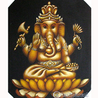 Ganesha Painting, Mixed Media On Canvas