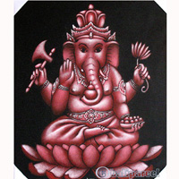 Ganesha Painting, Mixed Media On Canvas