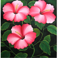 Hibiscus Flower, Acrylic On Canvas