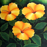 Hibiscus Flower, Acrylic On Canvas