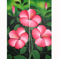 Hibiscus Flower, Acrylic On Canvas