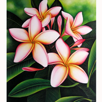 Plumeria Flower, Acrylic On Canvas