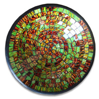 Mosaic Round Bowl Set Of 3, Handmade From Terracotta And Glass