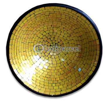 Mosaic Round Bowl Set Of 3, Handmade From Terracotta And Glass