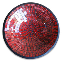 Mosaic Round Bowl Set Of 3, Handmade From Terracotta And Glass