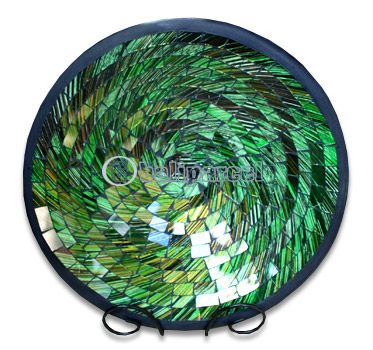 Mosaic Round Bowl Set Of 3, Handmade From Terracotta And Glass