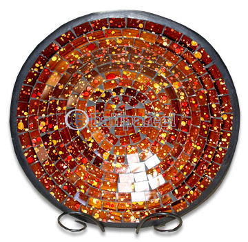 Mosaic Round Bowl Set Of 3, Handmade From Terracotta And Glass