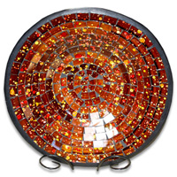 Mosaic Round Bowl Set Of 3, Handmade From Terracotta And Glass