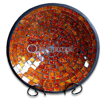 Mosaic Round Bowl Set Of 3, Handmade From Terracotta And Glass