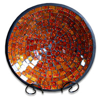 Mosaic Round Bowl Set Of 3, Handmade From Terracotta And Glass