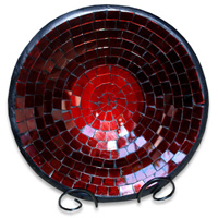 Mosaic Round Bowl Set Of 3, Handmade From Terracotta And Glass