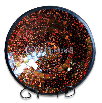 Mosaic Round Bowl Set Of 3, Handmade From Terracotta And Glass