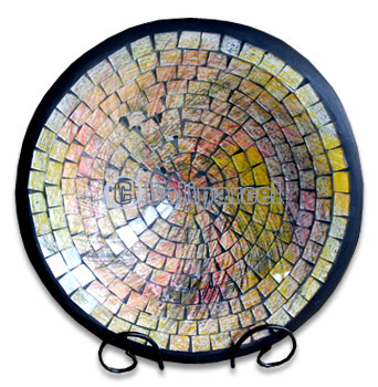 Mosaic Round Bowl Set Of 3, Handmade From Terracotta And Glass