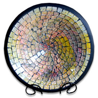 Mosaic Round Bowl Set Of 3, Handmade From Terracotta And Glass