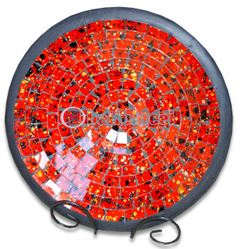 Mosaic Round Bowl Set Of 3, Handmade From Terracotta And Glass