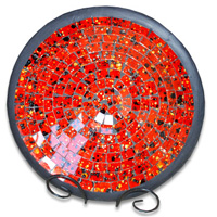 Mosaic Round Bowl Set Of 3, Handmade From Terracotta And Glass